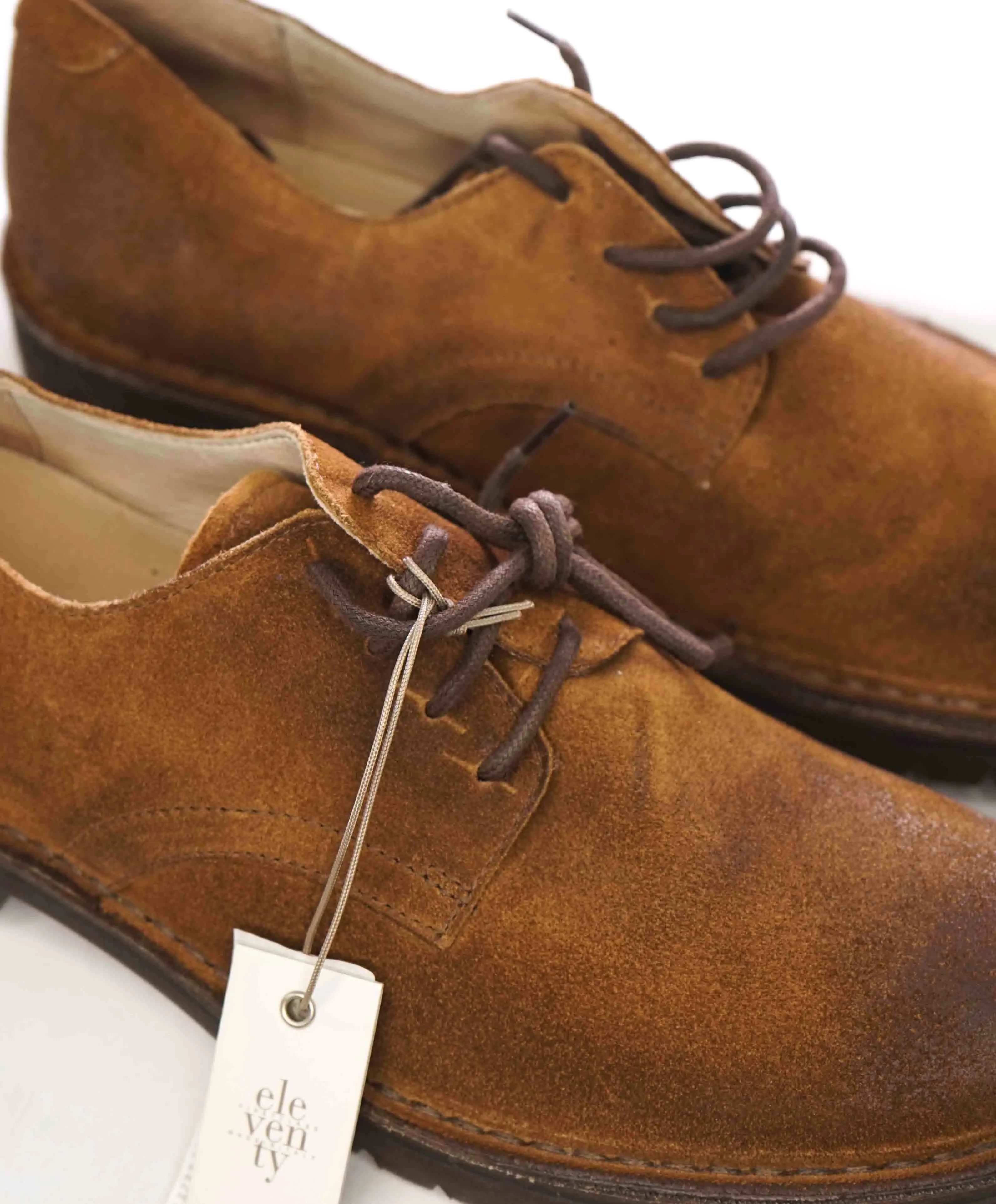 $695 ELEVENTY - Brown Distressed Suede Oxfords - 11 US (44EU)