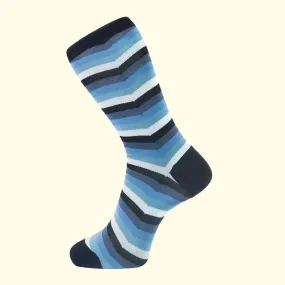 Chevron Stripe Pattern Sock in Blue