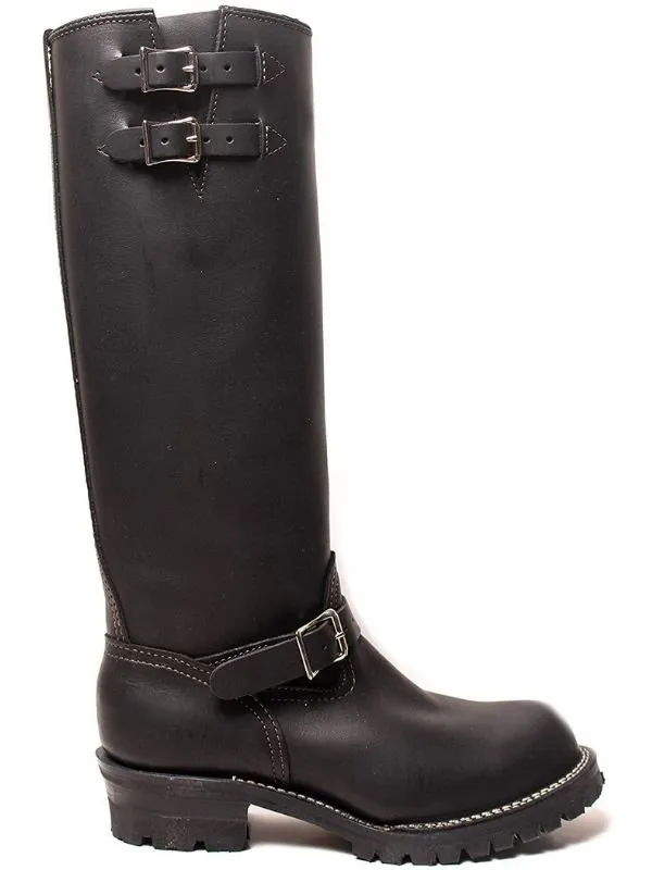 Double Strap Black Leather Boots