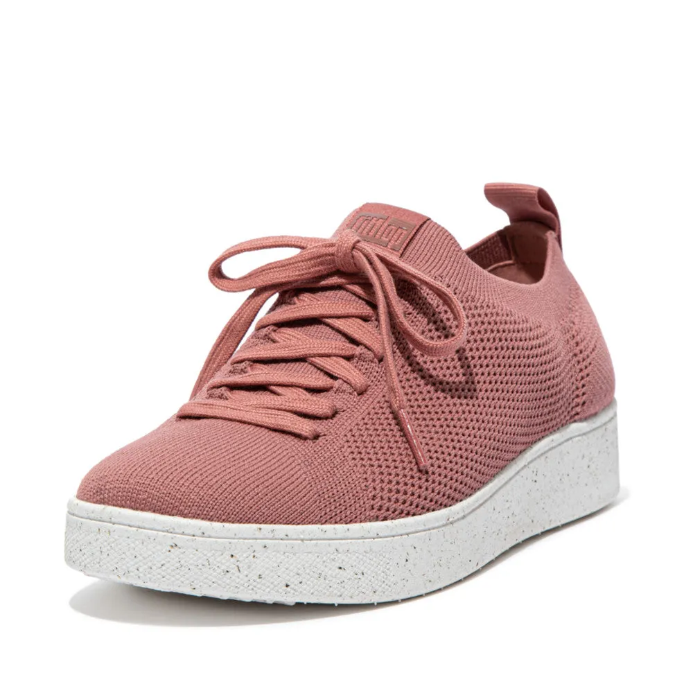 FitFlop Rally e01 FB6-955 Ladies Warm Rose Textile Lace Up Trainers