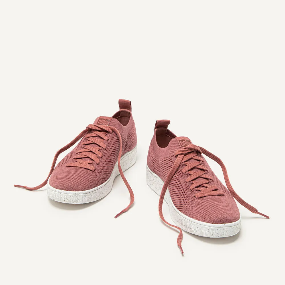 FitFlop Rally e01 FB6-955 Ladies Warm Rose Textile Lace Up Trainers