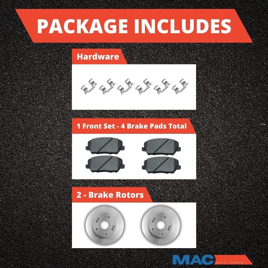 Front Coated Disc Brake Rotors Fleet Duty Semi Metallic Pads For 98-02 Town Car