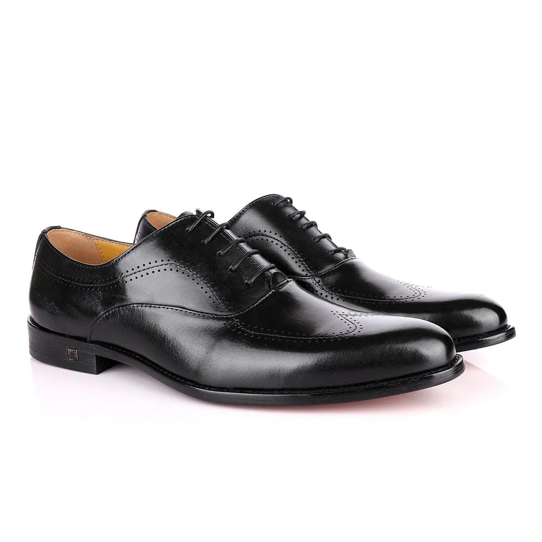 John Foster Black Derby Lace Up Brogues Shoes