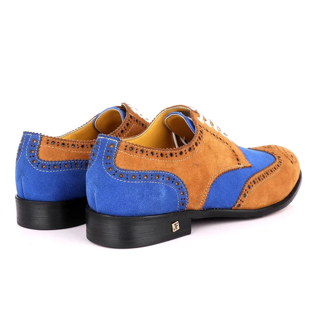 John Foster Brown Blue Suede Brogues Shoe