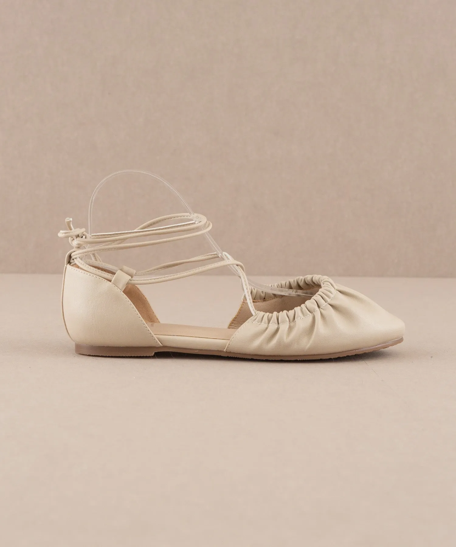 Laney Lace Up Ballet Flats - Beige