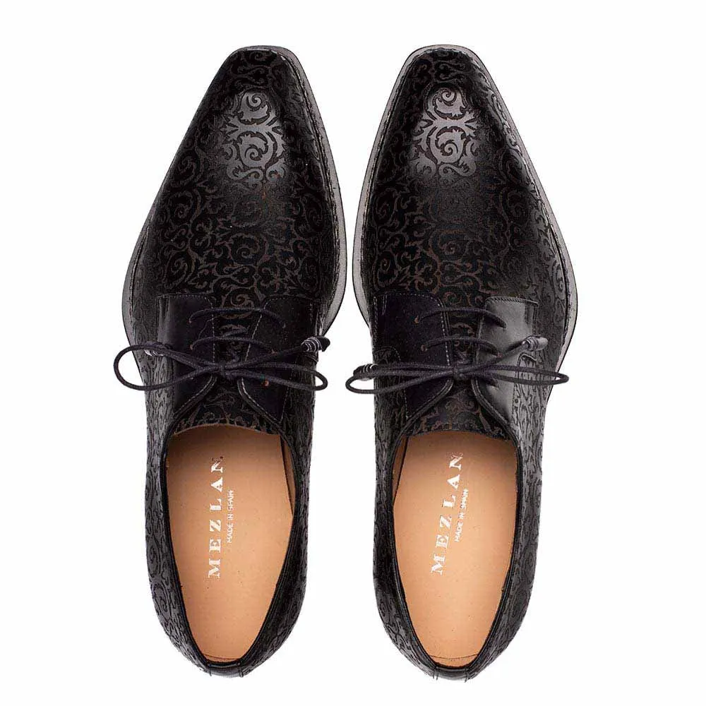 Mezlan Lontani Lace-Up Black Brogue Derby Shoes