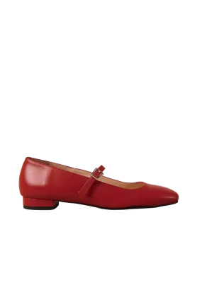 Por Do Sol Leather Ballet Flats - Red