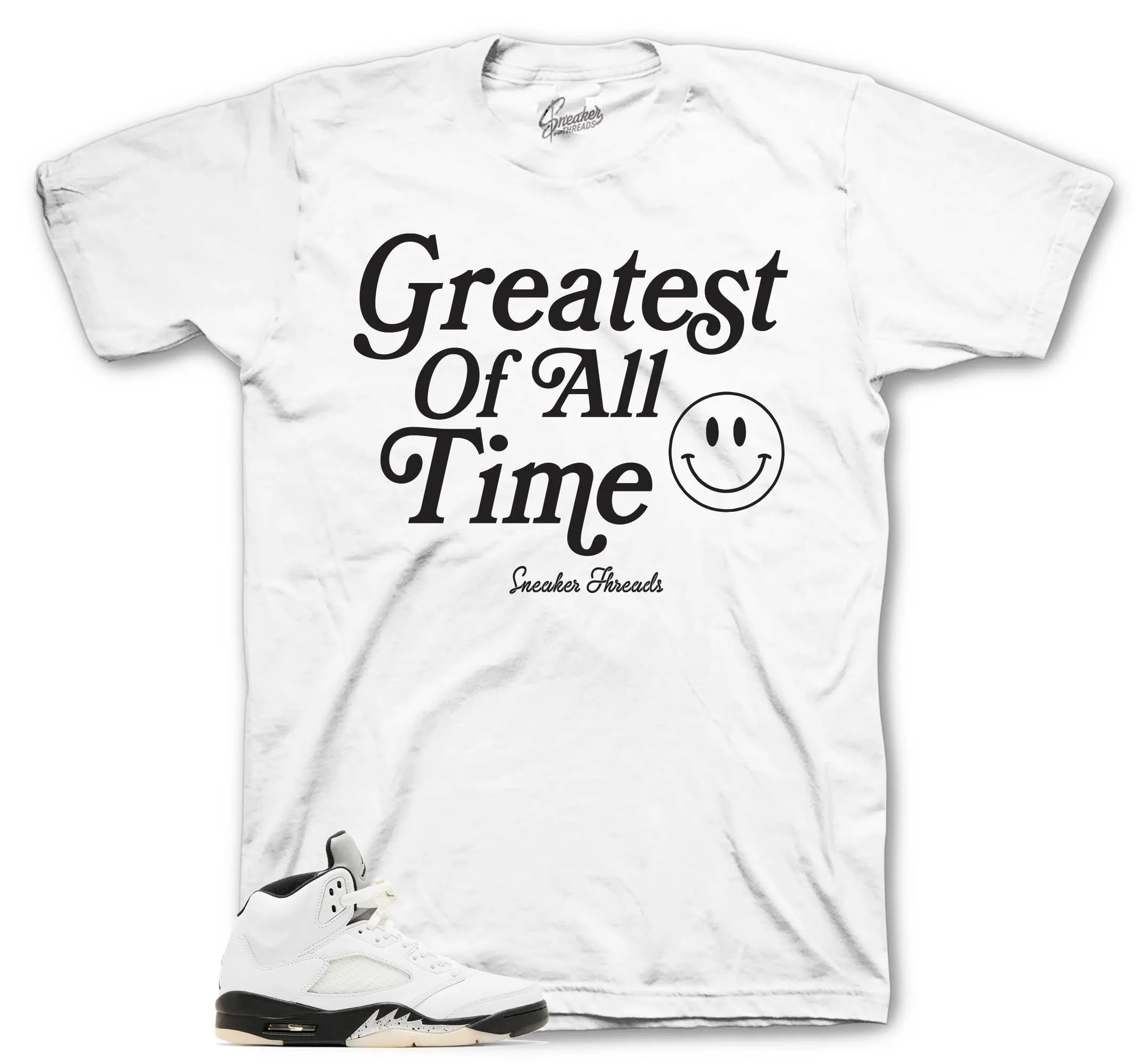 Retro 5 White Black Goat Shirt