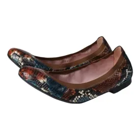 Shadea - Tan Snake Leather Flats for Teen/Women by Pretty Ballerinas