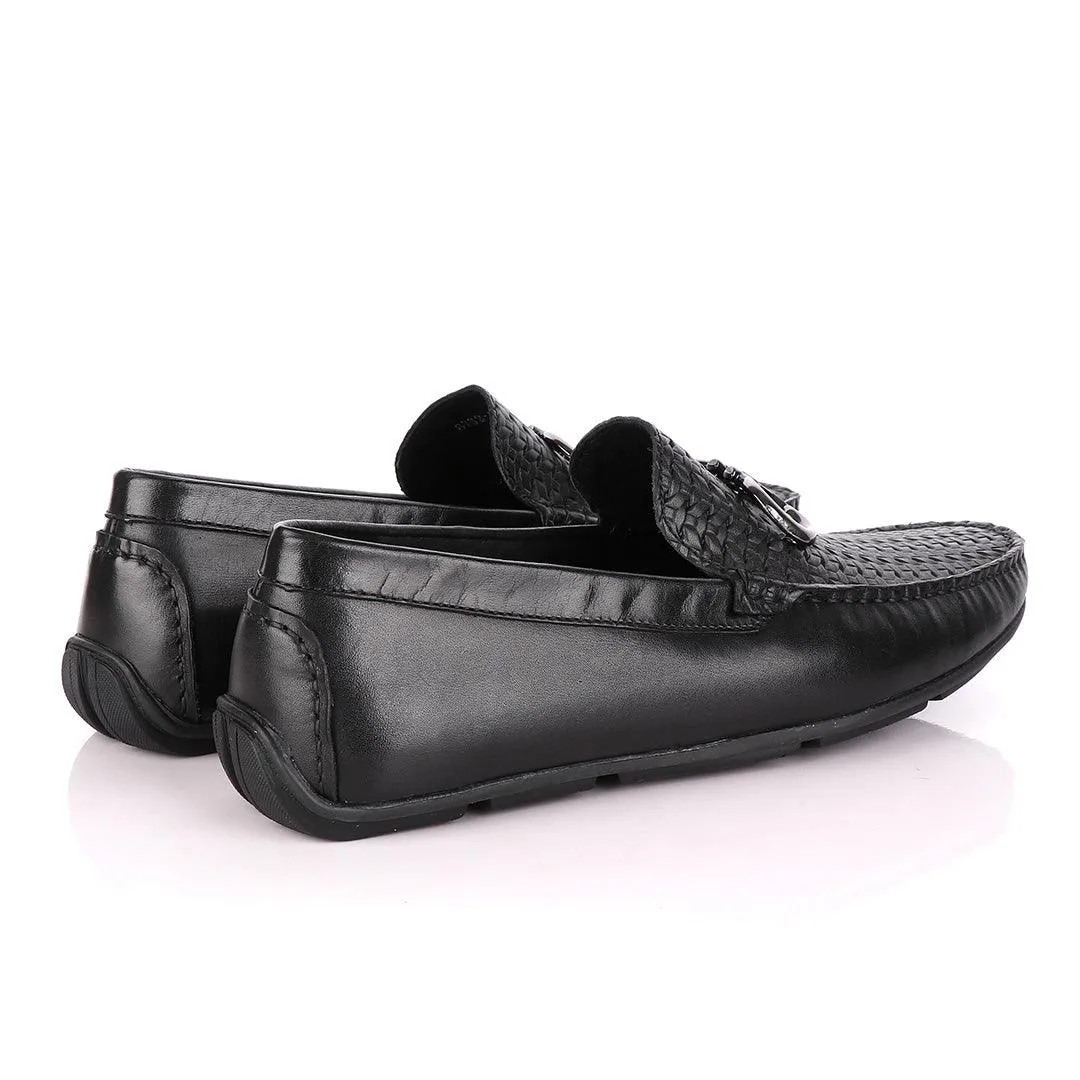 Terry Taylors Woven Top Leather Black Drivers