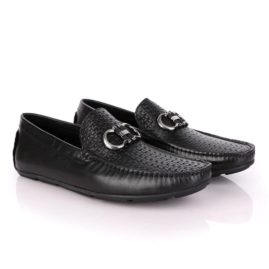 Terry Taylors Woven Top Leather Black Drivers