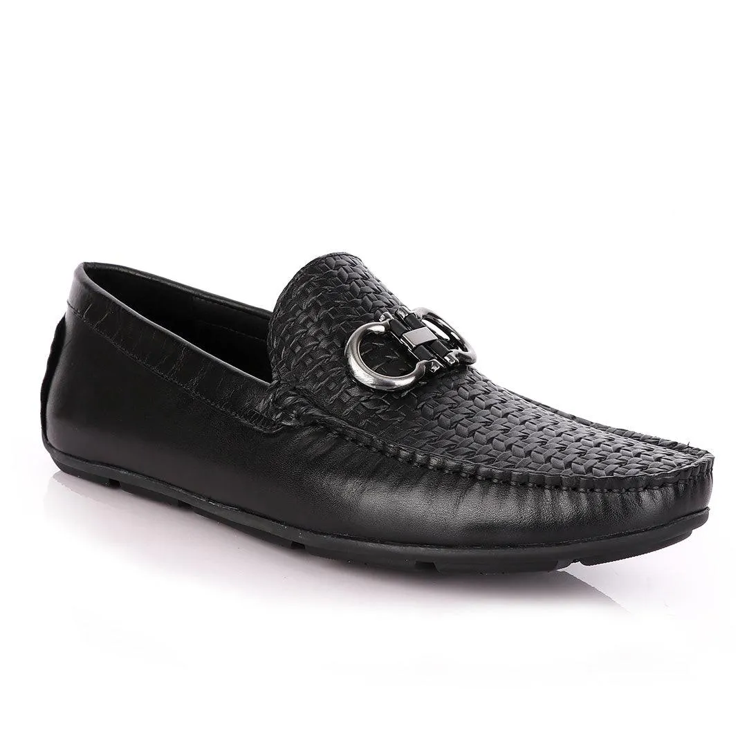 Terry Taylors Woven Top Leather Black Drivers