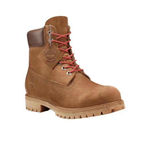 Timberland Men Premium 6" Medium Brown Nubuck w/Red (TB0A1M7DK31)