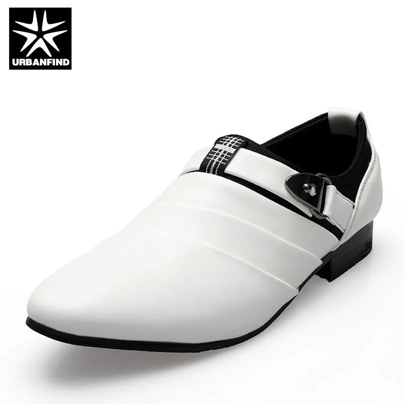 URBANFIND Business Men Formal Shoes Black / White Man Oxfords EU 39-44 Latest Style Pointed Toe Slip On Men Fashion Flats