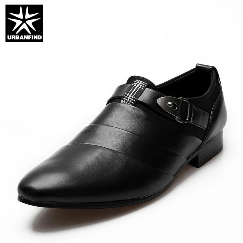 URBANFIND Business Men Formal Shoes Black / White Man Oxfords EU 39-44 Latest Style Pointed Toe Slip On Men Fashion Flats