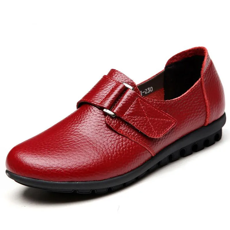 Women's Spring/Autumn Genuine Leather Flats | Plus Size