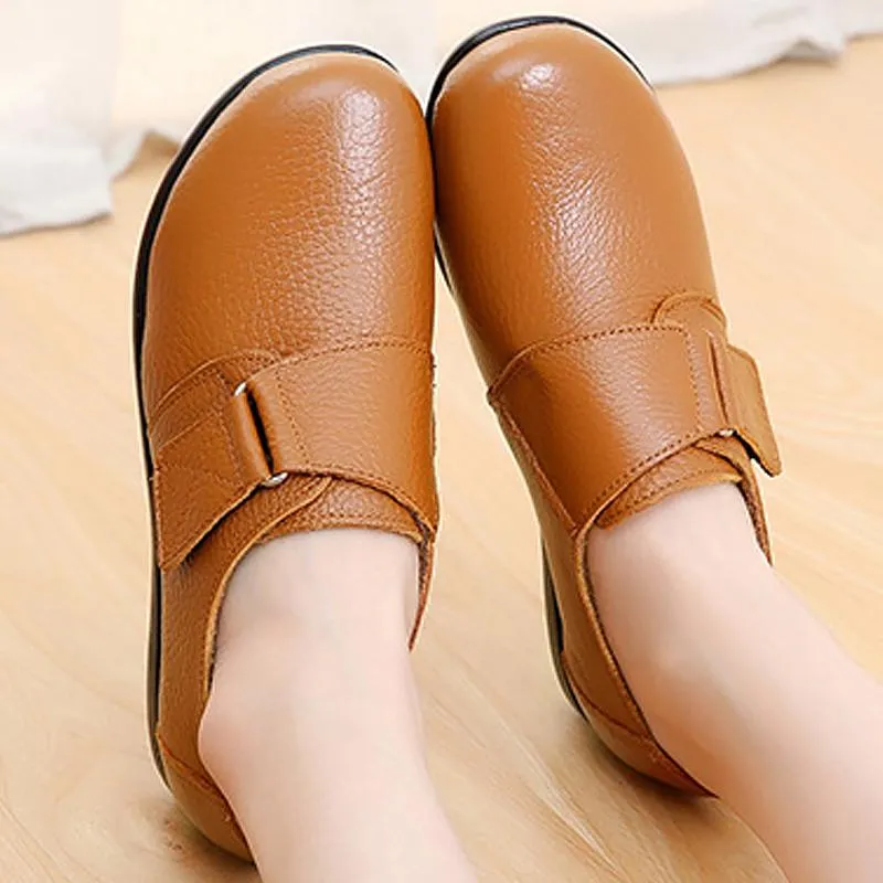 Women's Spring/Autumn Genuine Leather Flats | Plus Size