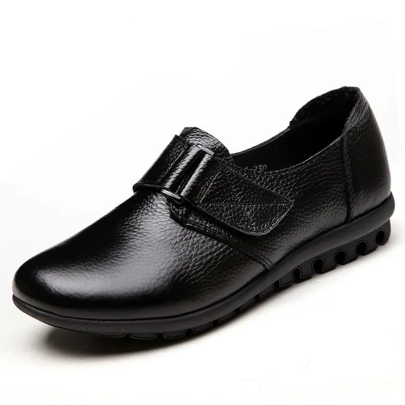 Women's Spring/Autumn Genuine Leather Flats | Plus Size